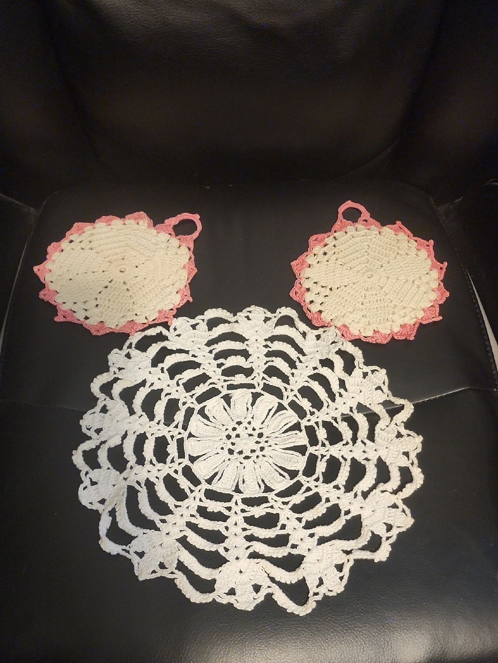 Vintage Handmade Crochet Doilies - 3 Pieces